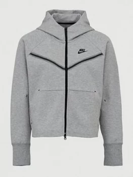 Image of Nike NSW Tech Fleece Full Zip Hoodie - Dark Grey Heather, Size L, Women