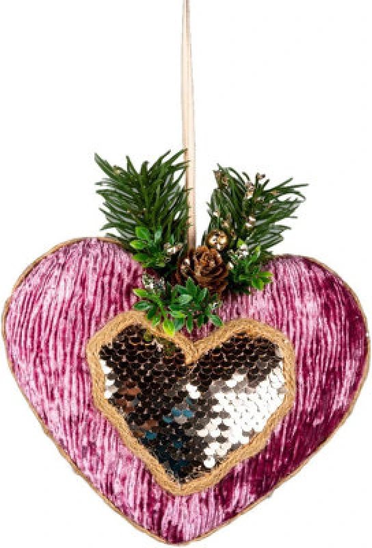 Image of Shatchi 16.5cm Pink Heart - Christmas Hanging Decoration Pink