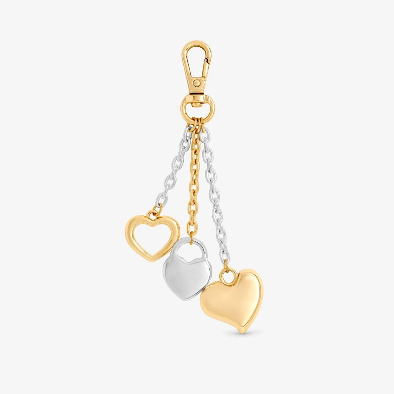 Image of Mood Two Tone Plated Heart Bag Charm Gold female One Size