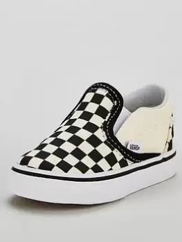 Image of Vans Classic Slip-On Checkerboard Toddler Unisex Trainers-White/Black/White, Size 5 Younger