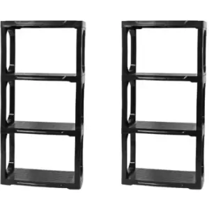 Image of 2 x 1.4m Heavy Duty Plastic 4 Tier Shelving Garage Storage Units in Black