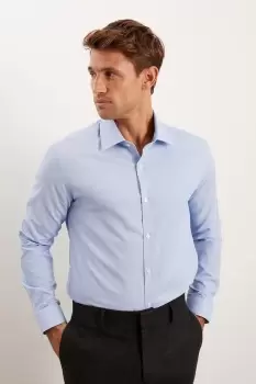 Image of Blue Slim Fit Mini Puppytooth Shirt