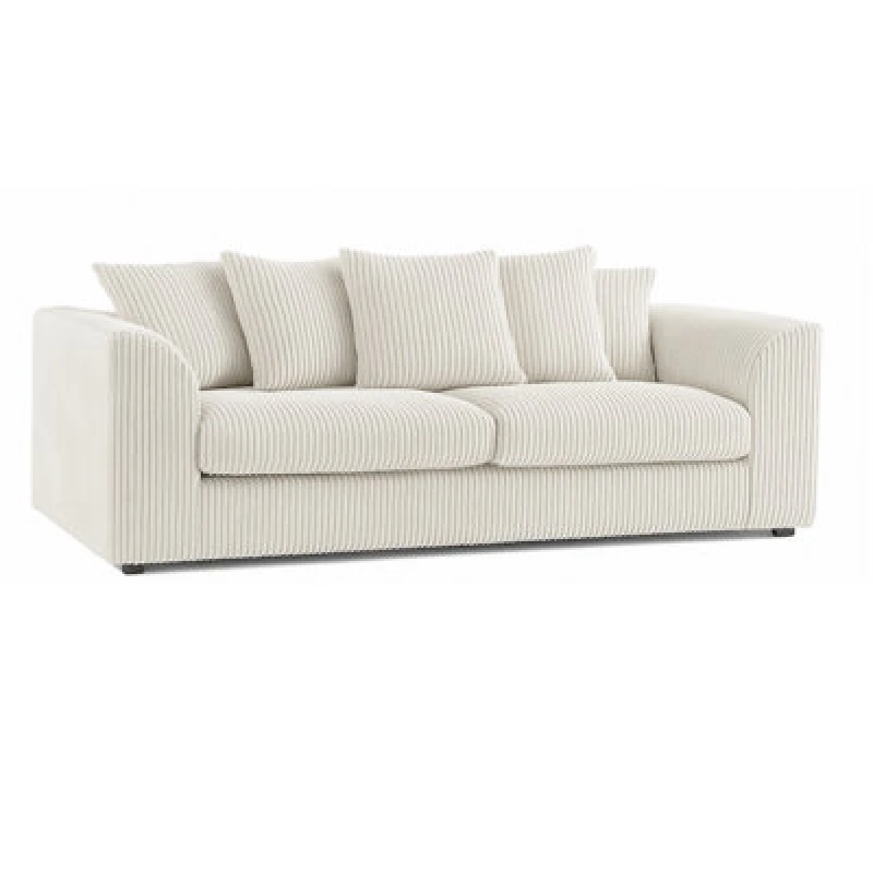 Image of Furnishings For Less UK Luxor Jumbo Cord Cream Fabric 3 Seater Sofa