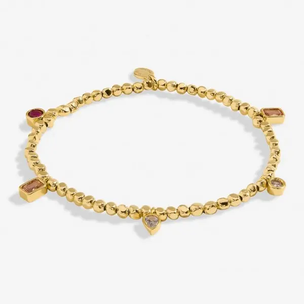 Image of Gem Glow Multi Gem Bead Gold Plated 17.5cm Bracelet 7180