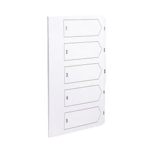 Image of Concord A4 Presentation Index 1 5 Unpunched Mylar Reinforced Tabs 150gsm White Pack of 20