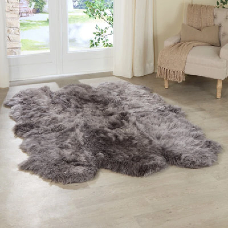 Image of Native Natural Sextuple Grey Sheepskin Rug Grey