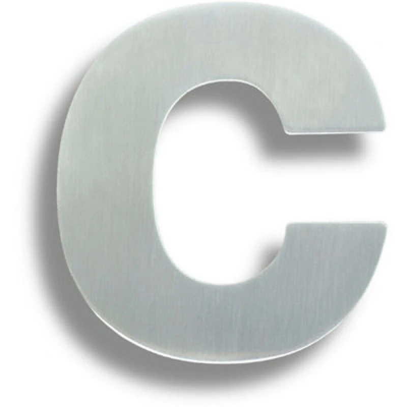 Image of Loops Satin Steel Door Letter C - 89mm Height 2mm Depth Front Door Letter Plaque Metallics