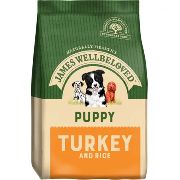 Image of James Wellbeloved Turkey and Rice Puppy Dog Food 7.5kg