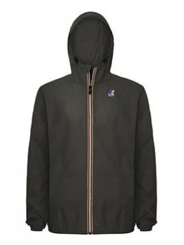 Image of Boys, K-WAY Kids Claude Hooded Rain Jacket - Black, Green, Size Age: 8 Years