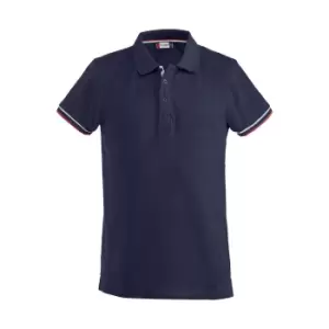 Image of Clique Mens Newton Stripe Detail Polo Shirt (S) (Dark Navy)