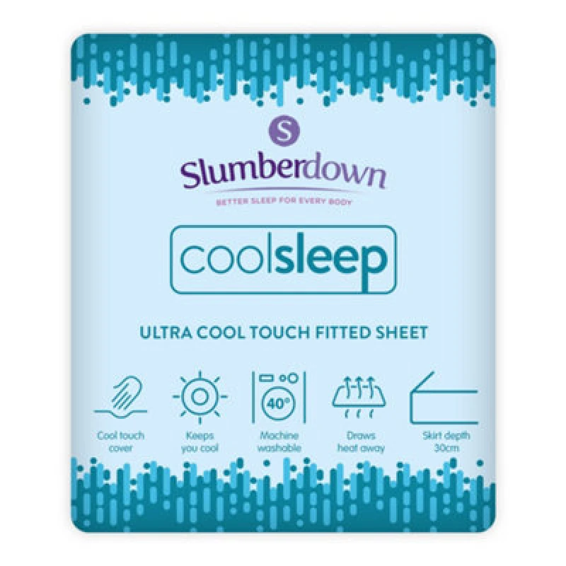 Image of Slumberdown Coolsleep Ultra Cool Touch Summer Fitted Sheet - Blue Blue W2R05 Unisex Super King