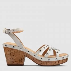 Image of Clarks Womens Maritsa70 Sun Platform Heeled Sandals - White Interest - UK 3
