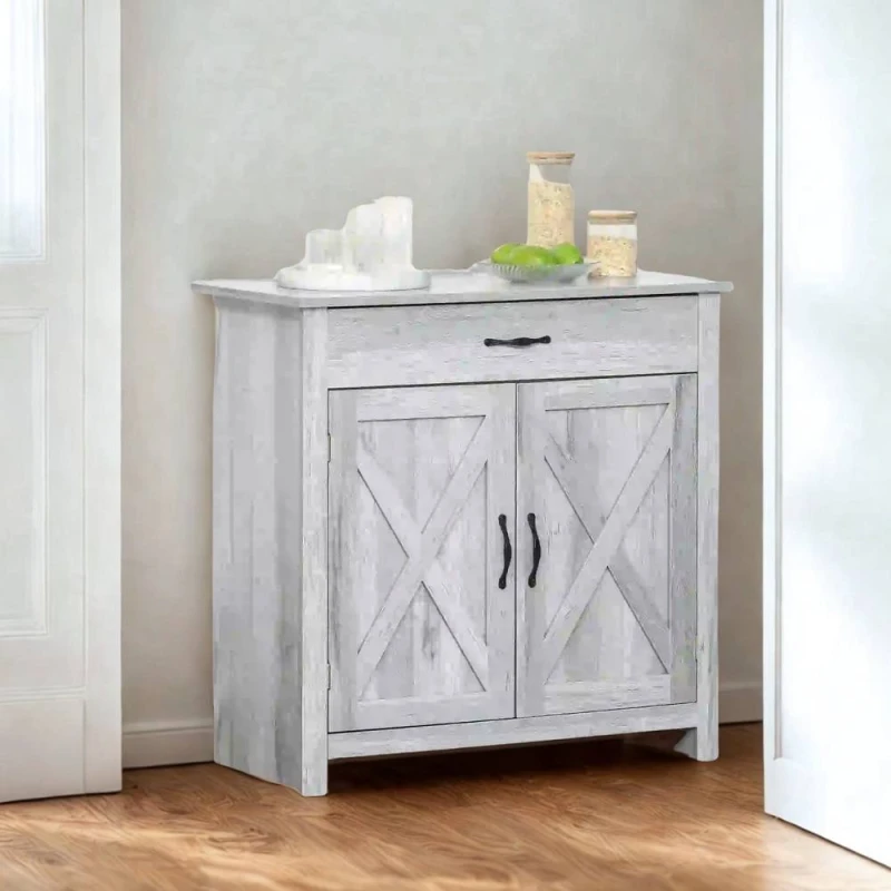 Image of FURNOS Industrial Multipurpose Sideboard Buffet Cabinet With Drawer Grey Grey Unisex