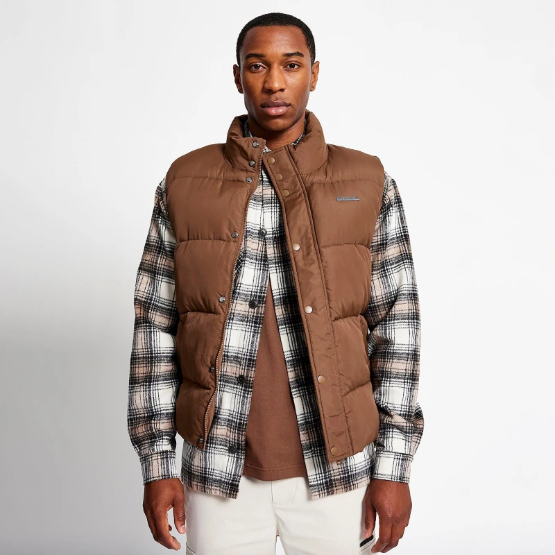 Image of Madison Barclay Coney Quilted Vest - Brown Brown XS