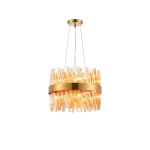 Image of Lysander 10 Light G9, Ceiling Pendant Round, Brass, Amber