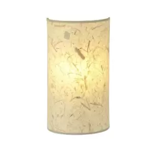 Image of Aston Black Wall Lamp with Shade with Brown Fabric Shades, 1x E14