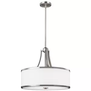 Image of 4 Bulb Ceiling Pendant Light Fitting Satin Nickel/Chrome LED E27 60W Bulb