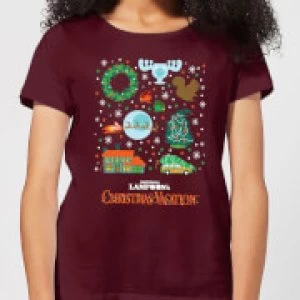 Image of National Lampoon Griswold Christmas Starter Pack Womens Christmas T-Shirt - Burgundy - S