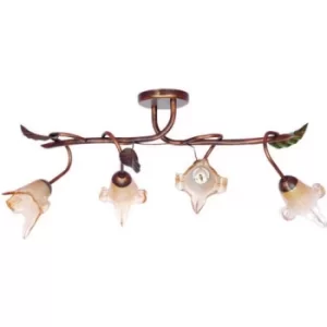 Image of Ania Bar Pendant Ceiling Light Brown, 4x E14