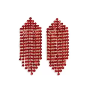 Image of I Saw It First Diamante Tassel Earrings - Red