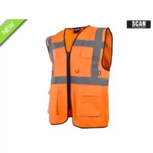 Image of Scan SCAHVUWXLO Hi-Vis Utility Waistcoat Orange XL (48in)