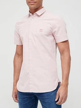Image of Hugo Boss Magneton Short Sleeve Shirt Pastel Pink Size S Men