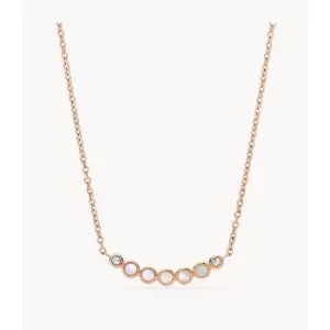 Image of Fossil Womens Val Mother-Of-Pearl Rose Gold-Tone Necklace - Rose Gold