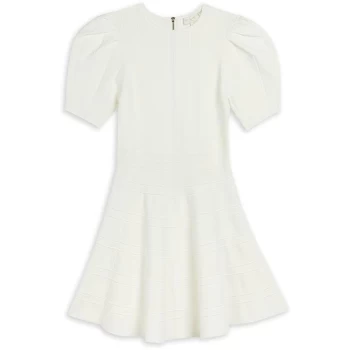 Image of Ted Baker Velvey Puff Sleeve Dress - IVORY