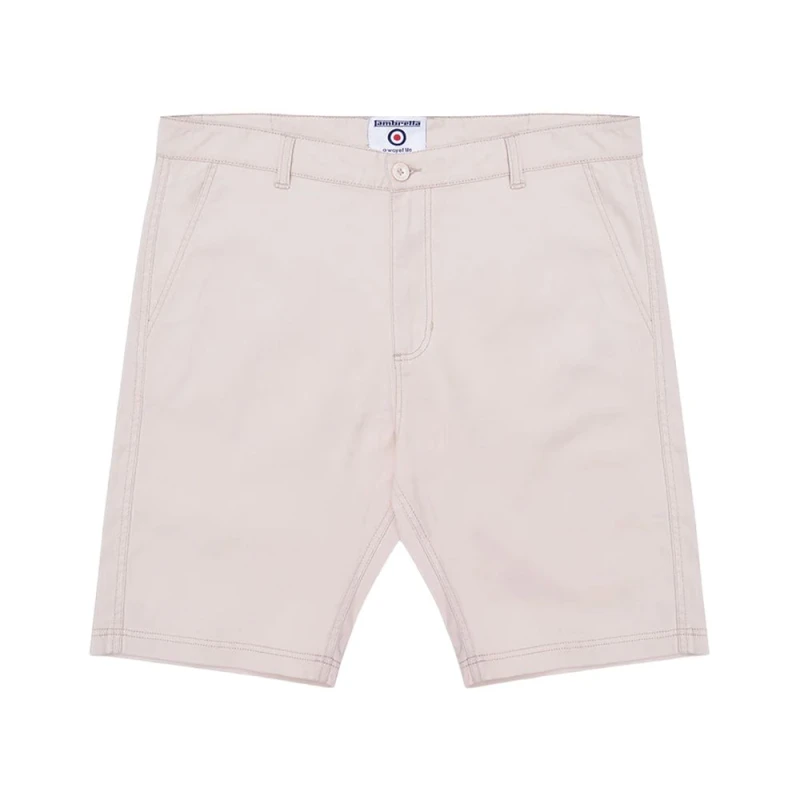 Image of Lambretta Lambretta Men Chino Shorts in Stone Size: 34R Stone 34R Male 5063703656467