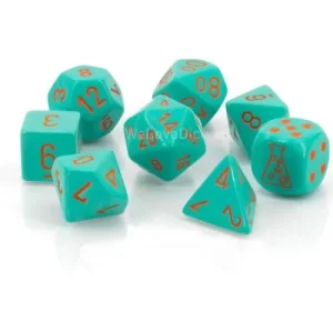 Image of Poly 7 Set Heavy Lab Dice Wave 4 (Turquoise/Orange)