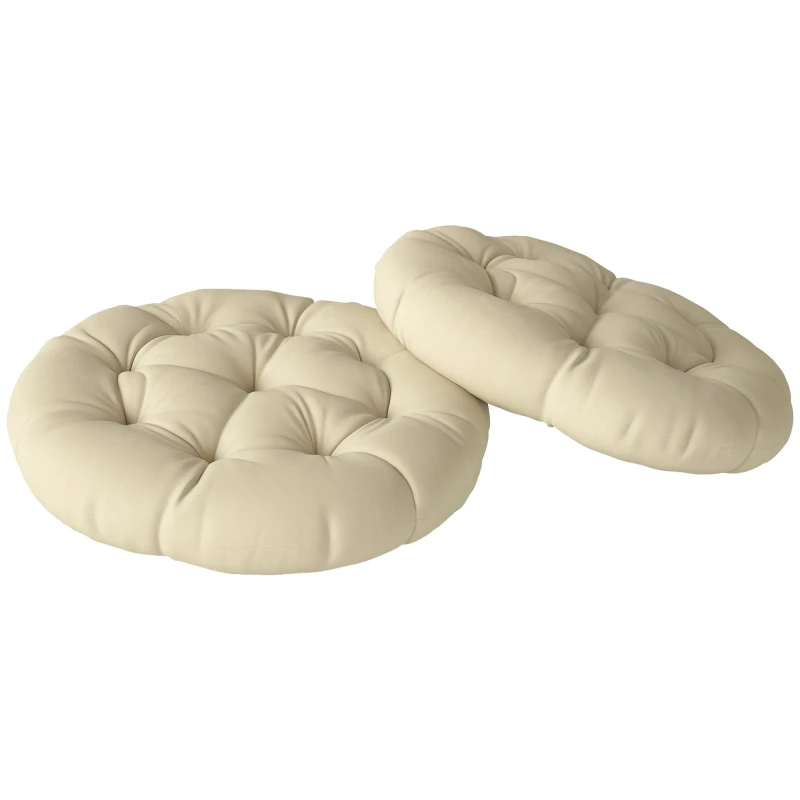 Image of Outsunny Outdoor Seat Cushions Set of 2, Tufted Round Chair Pads, Yellow, Yellow 84G-608V70BG