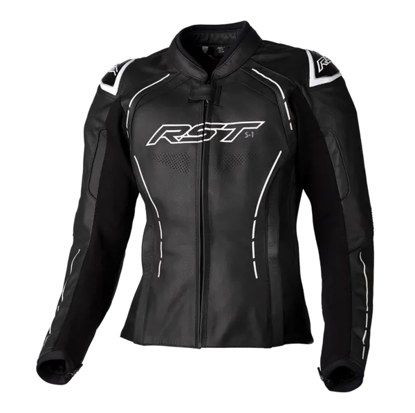Image of RST S1 Leather Jacket Black White Size 40