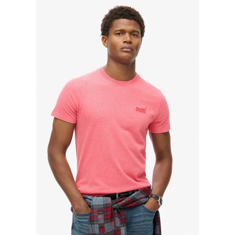 Image of Superdry Small Chest Logo T Shirt Punch Pink male Medium
