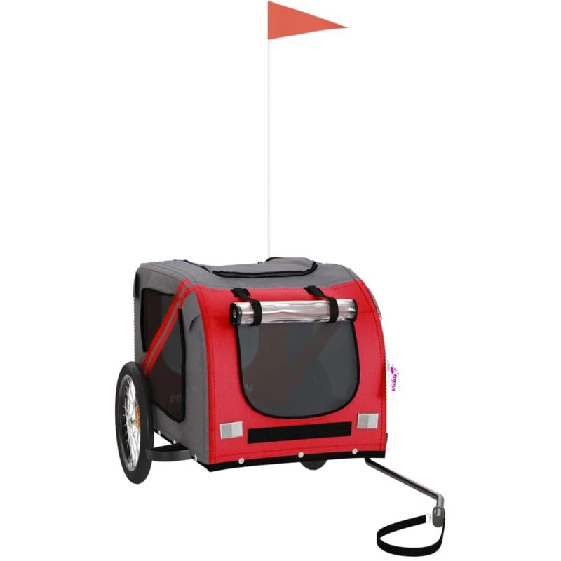 Image of VIDAXL Vidaxl - Pet Bike Trailer Red and Grey Oxford Fabric and Iron 93880