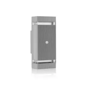 Image of Auraglow Kingstone Large Up and Down PIR Sensor Light w/ Cool White Bulbs - Silver