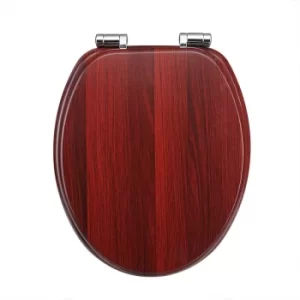 Image of Casaria Toilet Seat Toilet Lid WC Soft Close Mechanism High Gloss Surface MDF Wood Rustproof Metal Hinges Cover For Standard Toilet Bowls O-Shape