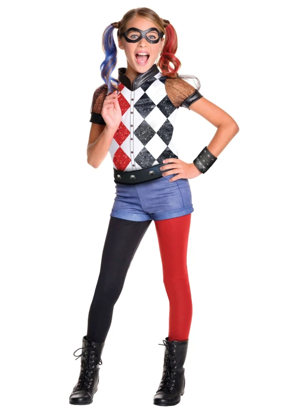 Image of Rubies Kids Deluxe Harley Quinn Costume Multi unisex
