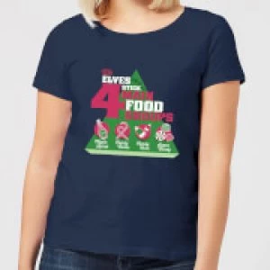 Image of Elf Food Groups Womens Christmas T-Shirt - Navy - XL