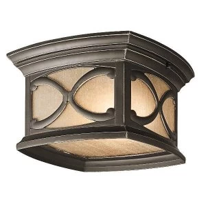 Image of 2 Light Flush Mount Outdoor Ceiling Light Olde Bronze IP44, E27