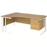 Image of Dams International Left Hand Ergonomic Desk MCM18ELP2WHO 1,800 x 1,200 x 725 mm
