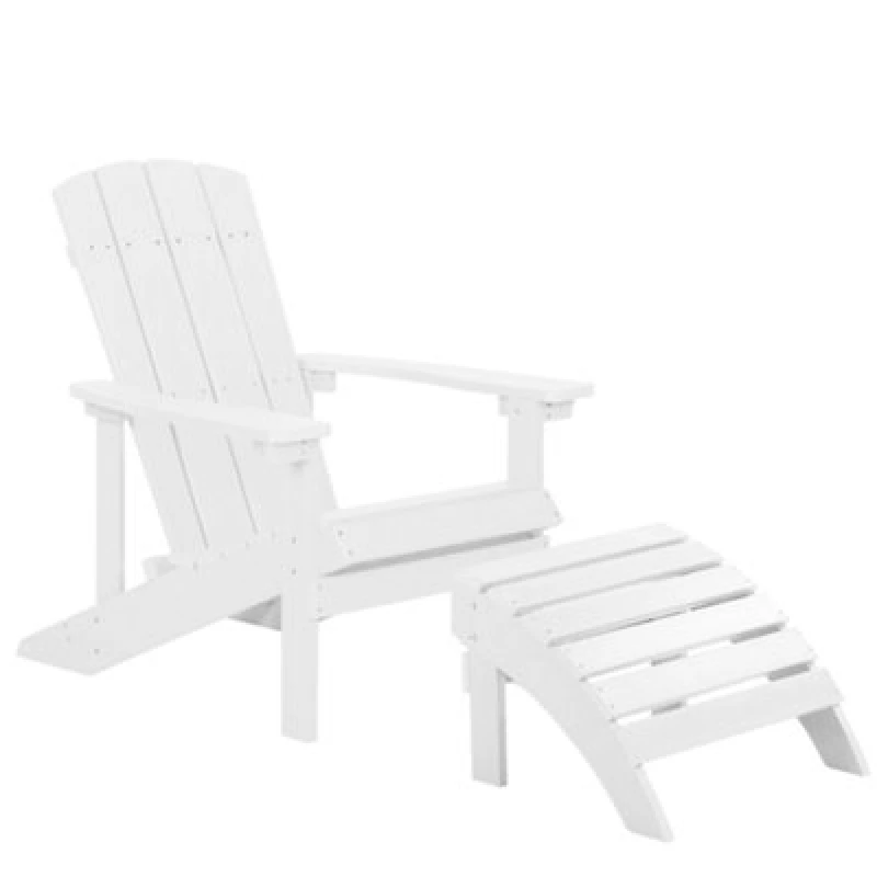 Image of Beliani Garden Chair Adirondack With Footstool White