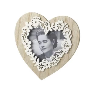 Image of Natural Wooden Heart Frame With Floral Effect By Heaven Sends