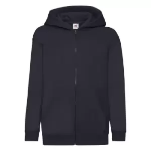 Image of Fruit Of The Loom Childrens/Kids Unisex Hooded Sweatshirt Jacket (5-6) (Deep Navy)
