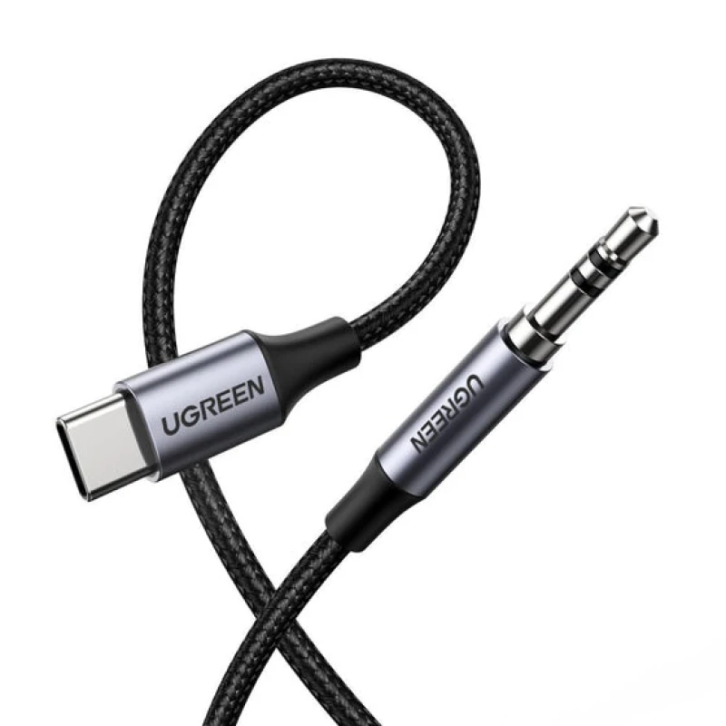 Image of Ugreen 30633 audio cable 1m 3.5mm USB Type-C Black. Silver