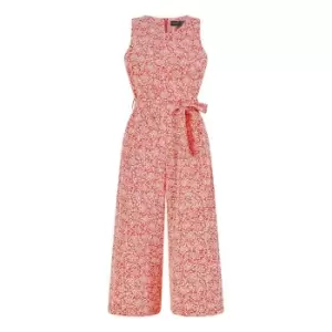 Image of Mela London Red Ditsy Floral Print Culotte Jumpsuit - Red