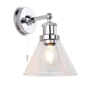 Image of Catanzaro Bathroom Glass Wall Lamp Chrome Plate Glass IP44