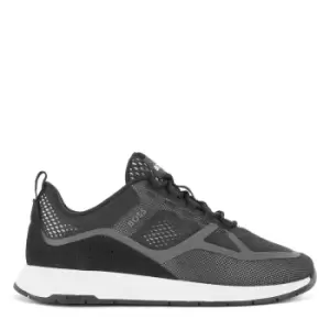 Image of Hugo Boss Green Mesh Titanium Running Trainers In Black - Size 10