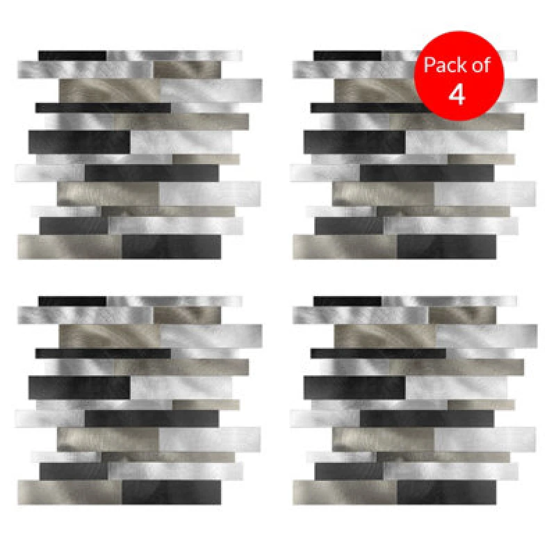 Image of Ener-J Sleek Metallic Layers Peel And Stick Aluminum Tile Size:303 X 297 X 4mm (Pack Of 4)