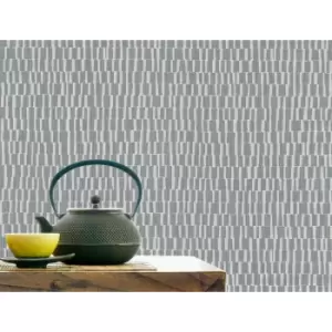 Image of Belgravia Greenwich Geometric Wallpaper, Silver