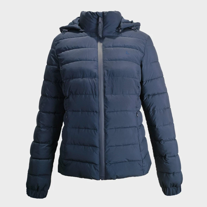 Image of Jack Wills Womens Luna Water Resistant Wind Resistant Detachable Hood Short Puffer Jacket Navy female 6 (2XS)
